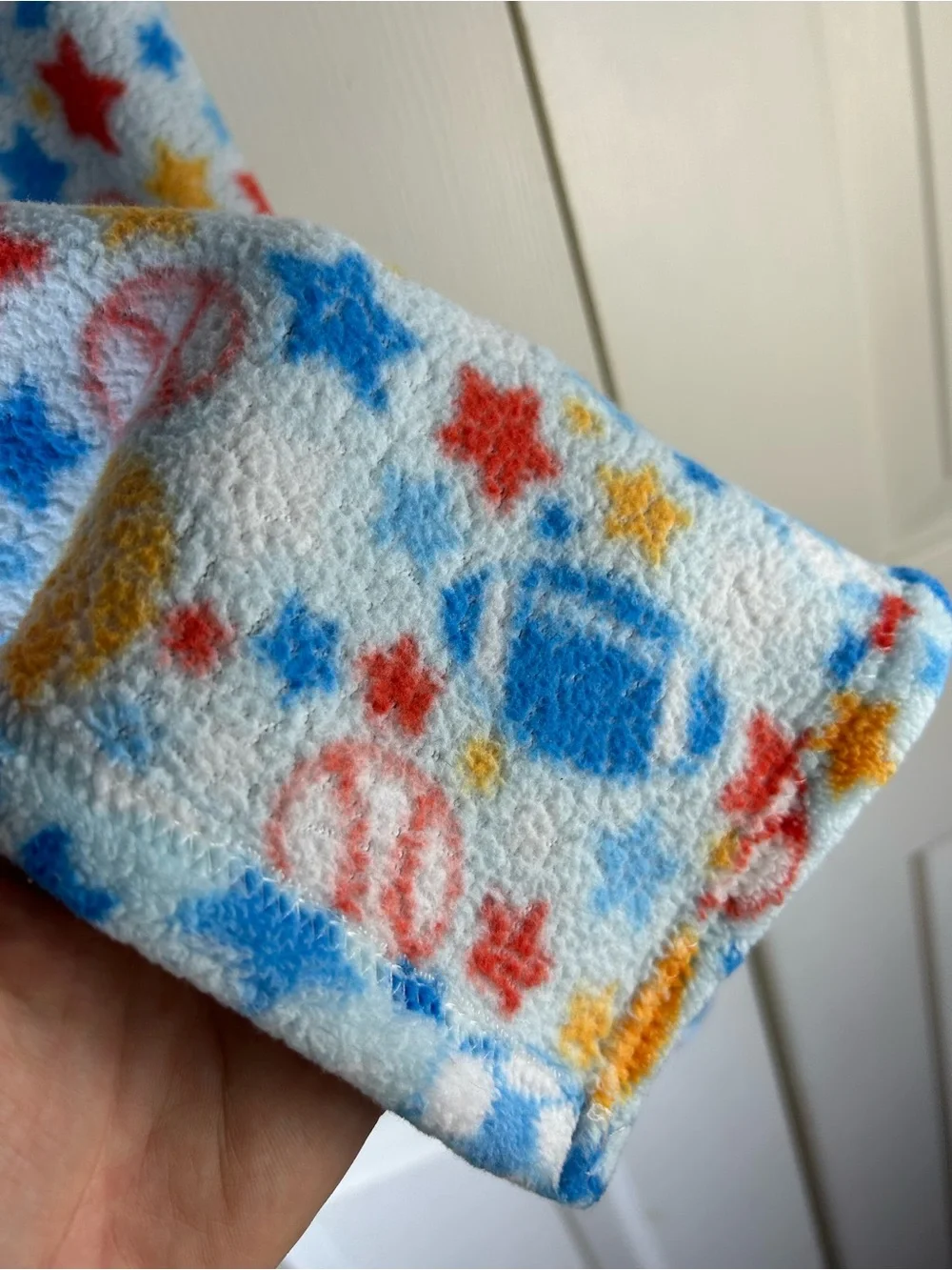 Swiggles Sports Baby Blanket Stars Blue Orange Red Football Basketball Baseball